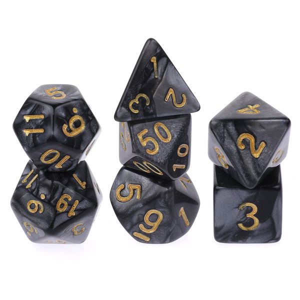 7 Pieces DND Dice Set for Dungeon and Dragons, Purple Nebula Polyhedral Dice RPG Role Playing Table Games D&D D20 D12 D10 D8 D6 D4 (Black)