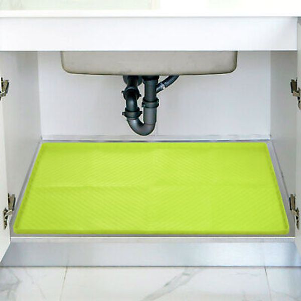 34" x 22"  Silicone Kitchen Under Sink Mat Pet Feeding Mats, Light Green