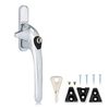 XFORT Locking Cockspur Window Handle Installation Kit in Polished Chrome, Right Hand UPVC Window Handle Replacement, Lockable Window Lever