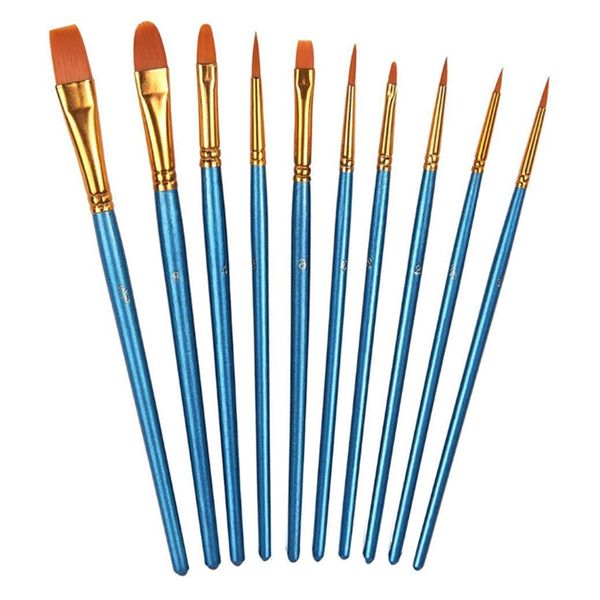 DFsucces Painting Supplies Brushes Paint Set Brushes Acrylic Brushes Watercolor Brushes Oil Painting Brushes Round Brushes Flat Brush Round Brush Flat Round Brush Short Brush Set of 10 (Blue)