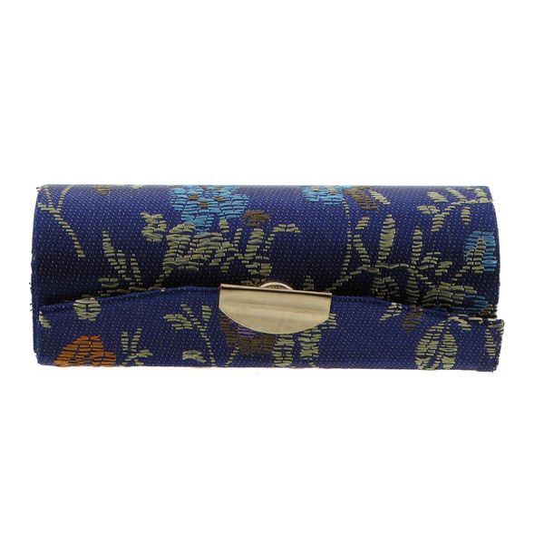 Navy Lipstick Case with Brocade Design