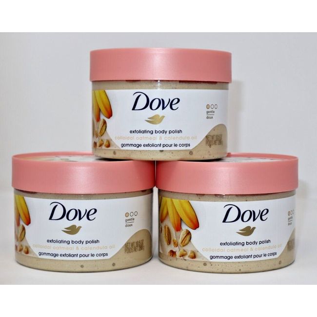 Dove Gentle Exfoliating Body Polish, Colloidal Oatmeal & Calendula Oil , 3-Pack