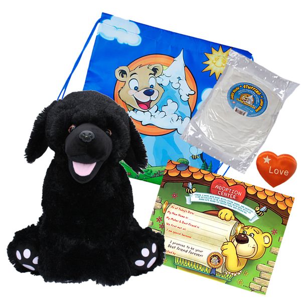 Make Your Own Stuffed Animal "Shadow the Black Labrador" - No Sew - Kit With Cute Backpack!