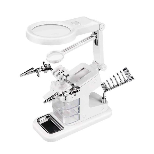 GuDoQi Soldering Helping Hands Magnifier Station, 3X 4.5X 25X Magnifying Glass with LED Light, Jewellers Loupe with Clamp and Alligator Clips for Soldering, Assembly, Repair, Modeling, Crafts