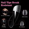 INPING Soft Gel Full Cover Nail Tips, 240PCS Medium Almond + Short Square Clear Gel Nails Tip Extensions Break Resistant Pre-Shaped Mix Acrylic Fake Nails for French Manicure Nail Salons, 12 SIZES