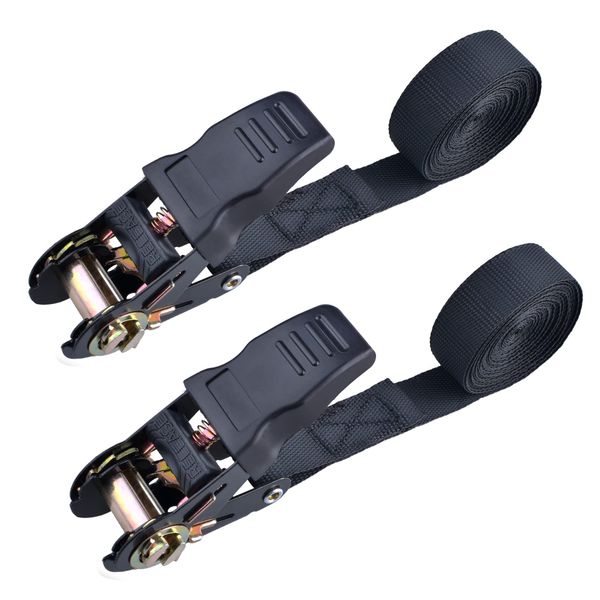 TRIWONDER Ratchet Tie Down Straps (04, Black, 1.0 inches (25 mm))