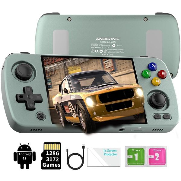 RG405M Portable Game Console RG405M Retro Handheld Game Console - Aluminum Alloy CNC - Android 12 System - 4.0 Inch IPS Touch Screen with 128G TF Card 3172 Games, 5G WiFi and Bluetooth 5.0(Grey)