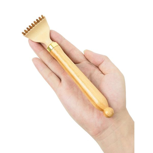 Lyanxinlei Grandson's Hand Claw Stretchable Up to 19.7 inches (50 cm) Portable Bamboo Back Scratcher [Premium Edition], gold