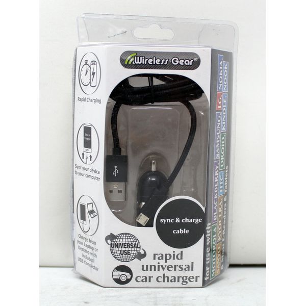 Wireless Gear Micro Rapid Universal Car Charger Black