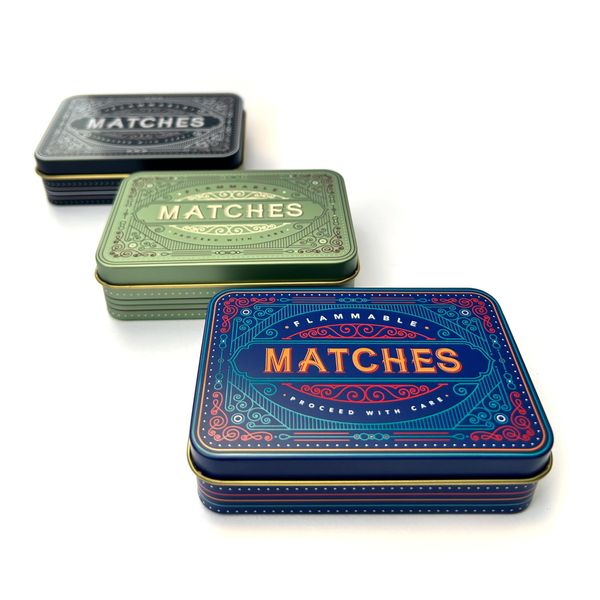 TINIT Matches Tin - Match Storage Box Metal Tin Matchbox Holder Candle Holder Lighter Gift Present (Blue)