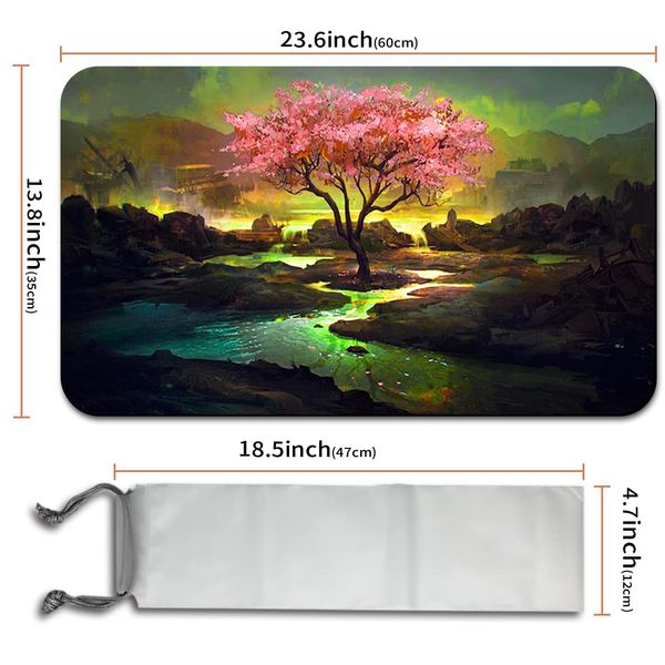 Four leaves Pink Tree - MTG Spielmatten+Kostenlose wasserdichte Tasche,MTG Playmate Table Mat, MTG Mouse Pad,Dustproof and Waterproof for Supporting MTG Combat