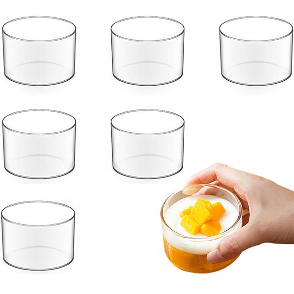 ESTVLB Pudding Cups, Heat Resistant, Glass, 6.7 fl oz (190 ml), Reusable Pudding Mold, Pudding Container, Jelly Mold, For Sweets, Circular, DIY Confectionery, Heat Resistant, Home Use, Baking Tools,