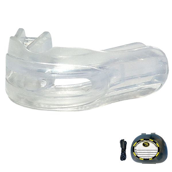 Brain-Pad PRO+PLUS Strap/Strapless Mouthguard Double Laminated- ADULT - Clear/Clear