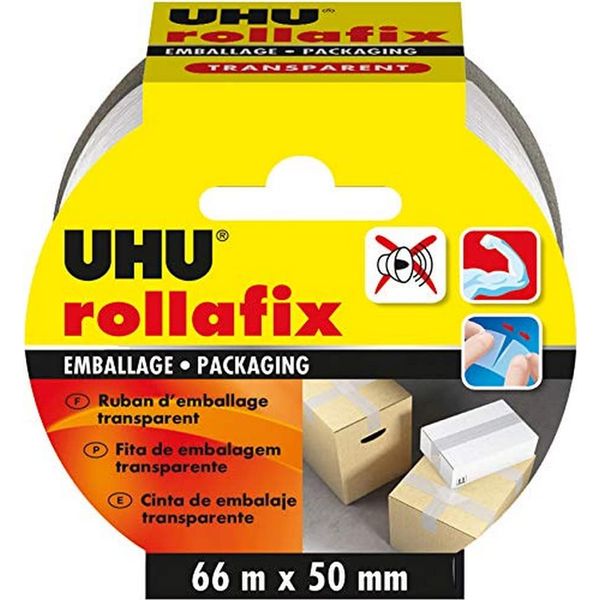 UHU Rollafix Packaging Tape Transparent 66 m x 50 mm