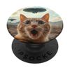 Extraterrestrial Encounter: Cat Selfie with UFO PopSockets Adhesive PopGrip