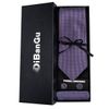 Purple Silk Ties for Men Solid Necktie Pocket Square Cufflinks Tie Clip Set(Size: One Size)