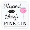 Personalised Name Pink Gin Wooden Drinks Coaster Mat Gift