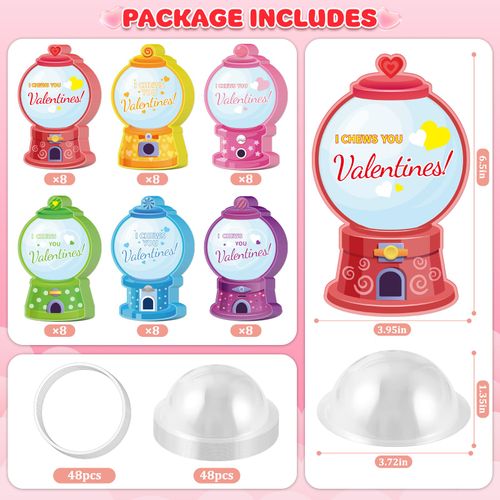 Valentines Day Cards for Kids Classroom, 48 Pack Valentines Candy Cards with Craft Treat Holder, DIY Kids Valentine's Day Exchange Gifts for Boys Girls Toddler School Rewards Party Supplies