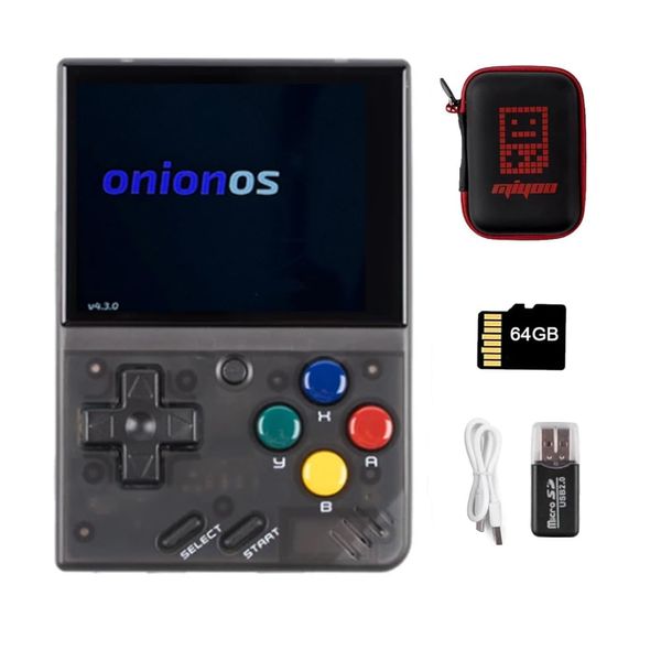 MIYOO Mini V4 Onion OS System Retro Handheld Game Console 2.8inch IPS Screen Portable Game Player 2000mAh Battery MIYOO Mini Compatible with Onion OS 64GB (Black)