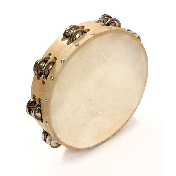 Percussion Plus PP874 10 inch 16 Jingle Tambourine,Beige