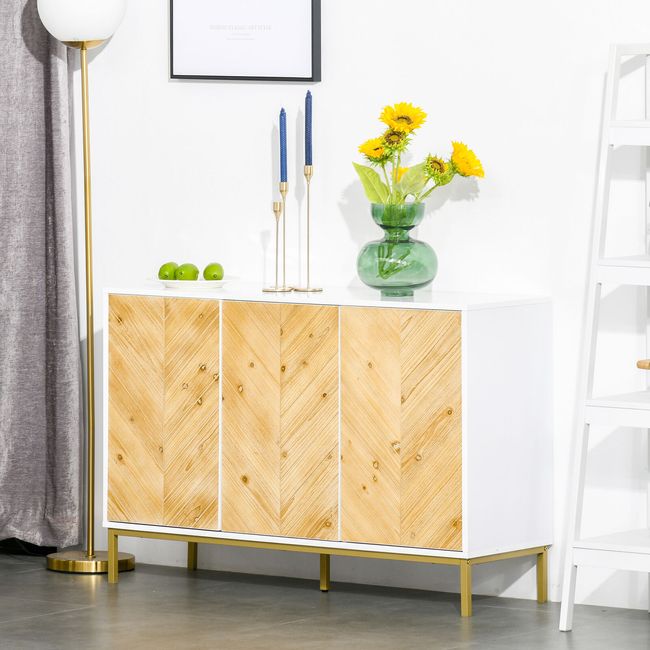 Accent Credenza Hallway Hutch Furniture w/Adjustable Shelves and Push Open Doors EveryMarket