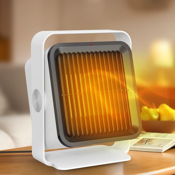 Heater, Ceramic Fan Heater, Small, Energy Saving, Fast Warming, Hand, 400W/600W, Tabletop Fan Heater, Electric, Silent, Angle Adjustment, Fall Off, Overheating Protection, Ceramic Heater, Mini