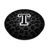 Letter T Black Cheetah Leopard Cat Animal Print Initial PopSockets Swappable PopGrip