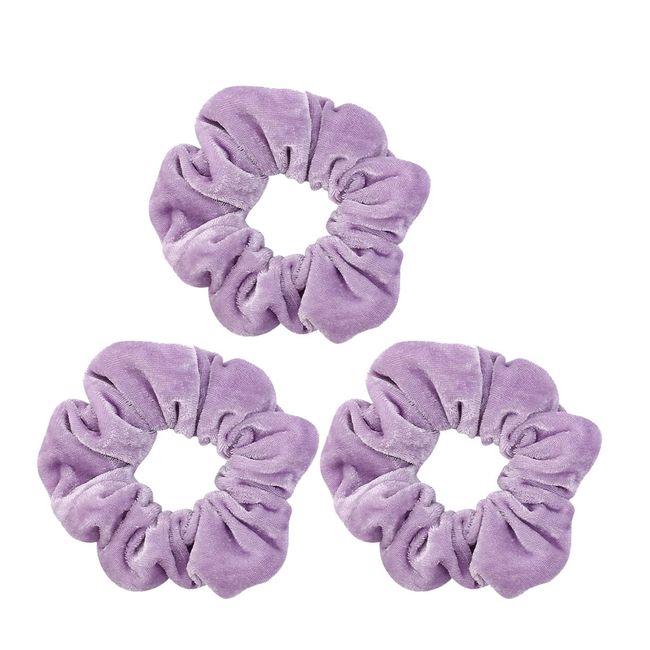 scicent Scrunchies Hair Bobbles Velvet 3pcs Hair Bands Elastic Hair Ties Hairbands Ponytail Holders Set for Women Girls Thick Hair, Purple