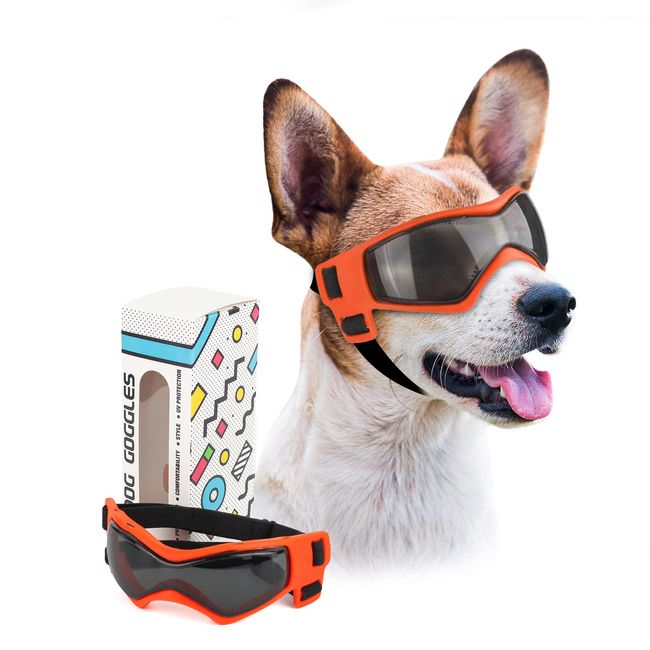 PETLESO Hundebrille Hundeschutzbrille Hunde Sonnenbrille Anti-UV Schutz Augenschutz für Kleine/Mittelgroße Hunde