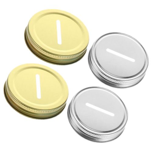Luxshiny 4pcs 70mm Jar Piggy Bank Lid Tinplate Coin Slot Bank Lid Metal Jar Caps for Money Saving Jars Regular Mouth Canning Jars