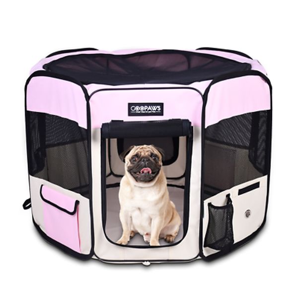 JESPET Pet Dog Playpens 36" Portable Soft Exercise Pen, Pink