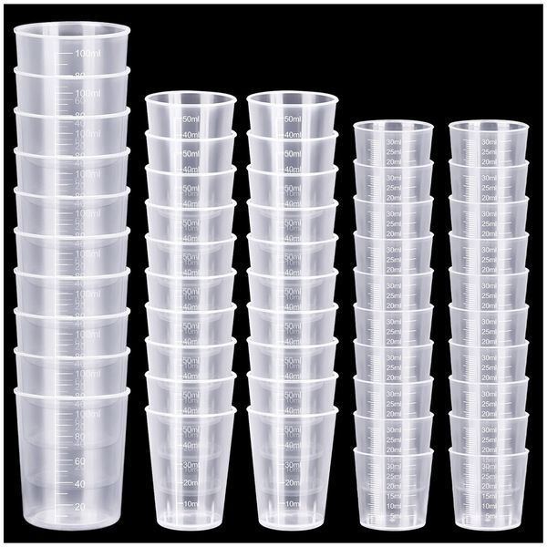 50 Pcs Plastic Measuring Cups, Resin Mixing Cups, Epoxy Mixing Cups, Paint Mixing Cups, 30ml 50ml 100ml