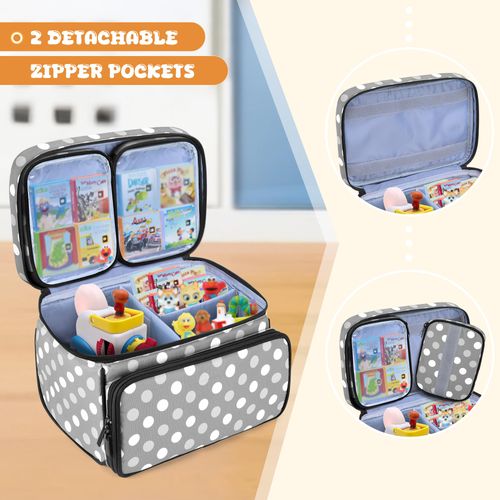 LUXJA Carrying Case Compatible with Little Tikes Story Dream Machine, Storage Bag with Detachable Clear Pockets for Little Tikes Story Dream Machine Books, Polka Dots