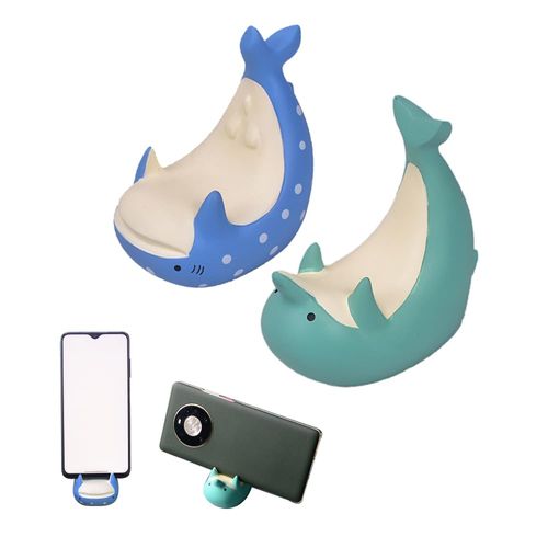 2pcs Cute Whale Dolphin Phone Holder, Funny Creative Animal Phone Stand Mount for Desk Home Office Decor
