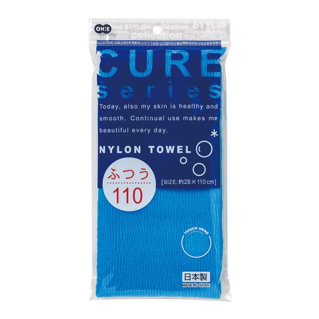 OHE No.61855 Qua 2 Body Towel, Blue, Approx. Width 11.0 x Length 43.3 inches (28 x 110 cm), Nylon Towel, Regular, Made in Japan