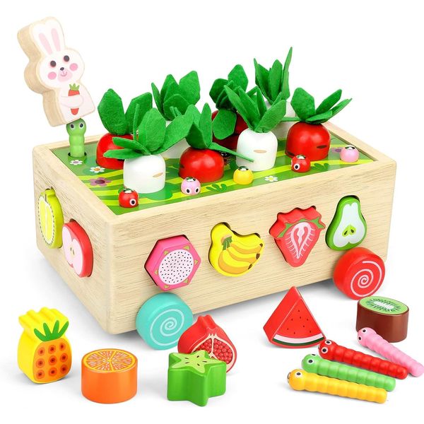 Lemofix Toddler Wooden Montessori Toys: Educational Toy for 1 2 3 Year Old Boy Girl Birthday Gift - Shape Sorters Fine Motor Skill Games