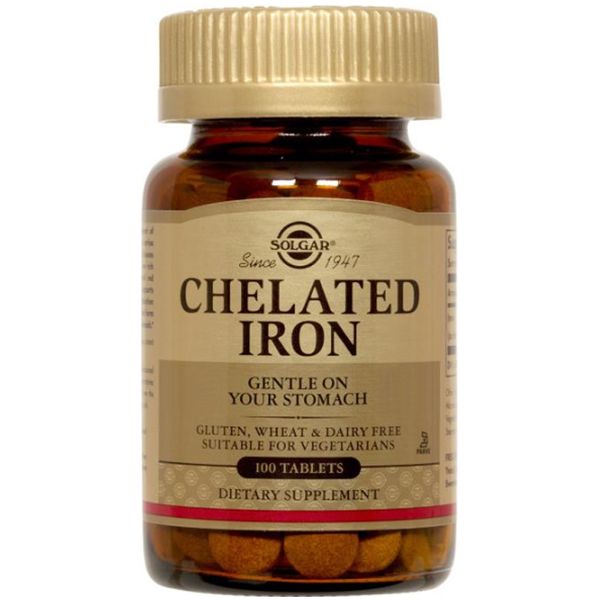 Solgar Chelated Iron Tablets, 100 Tablets, 2 Pack