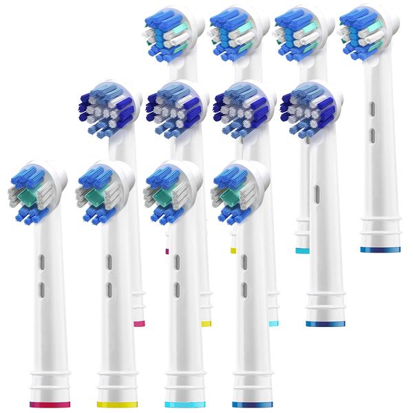 Replacement Toothbrush Heads Compatible with Oral-B Braun- 12 Pack – Best Oralb Compatible Electric Toothbrush- Fits Oral-B Floss, Cross, Precision, 3D, 1000, Kids, Sonic, Clean, Action &More