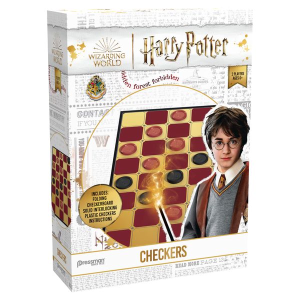 Pressman Harry Potter Checkers - Specially-Colored Folding Checkerboard and Interlocking Checker Pieces - Ages 6 and Up, 2 Players