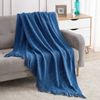 BOURINA Textured Solid Soft Sofa Throw Couch Cover Knitted Decorative Blanket,Royal Blue, 127x152cm