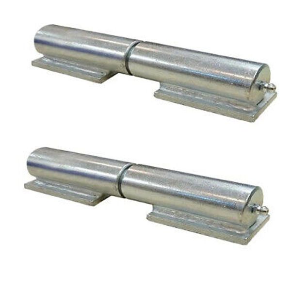 7" Gate Barrel Hinge w/ Plate & 1/8" NPT Grease Zerk Zinc PAIR