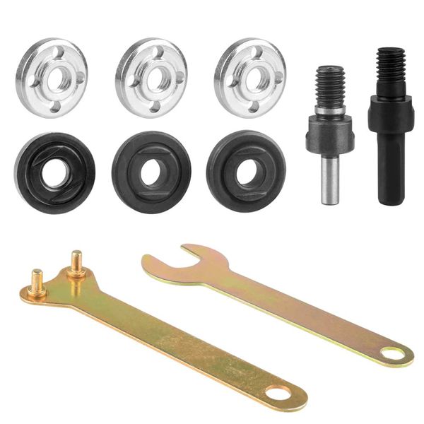 Wolfride Angle Grinder Attachment, Inner and Outer Flange Fittings, Flange Fittings, Grinder Attachment and Removal Tools, Replacement Tool Wrench, Polishing Grinding, Grinding Disc Fixing Tool, Set