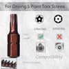 8-Piece 5 Point Torx Security Screwdriver Bit Set, TS8-TS40, 1-inch Long