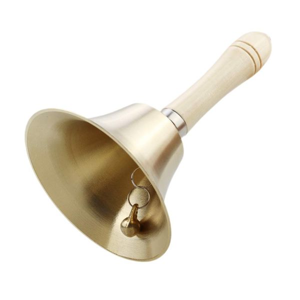 Sofecto Hand Bell Extra Loud Solid Brass Call Bell Handbells with Wooden Handle Multi-Purpose for School, Churchl, Hotel, Christmas and Wedding Service (8cm)