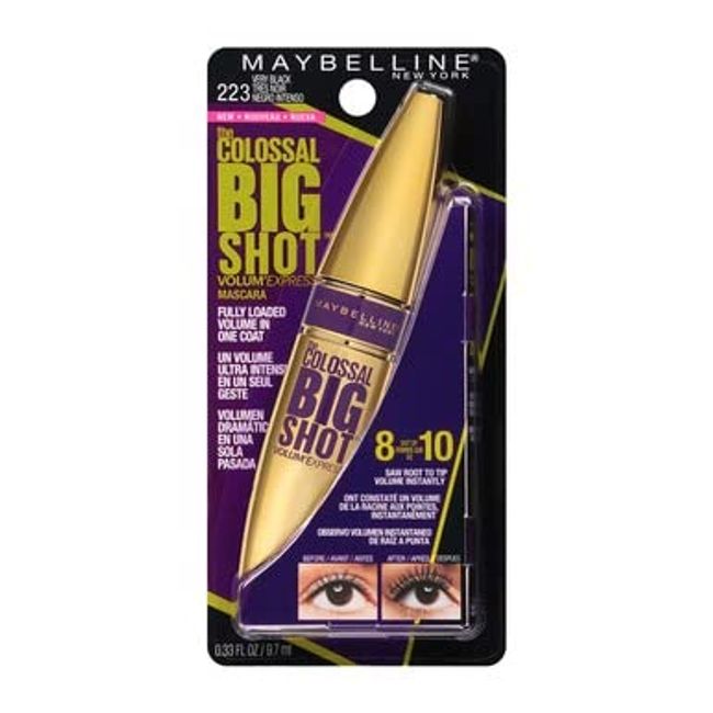 Maybelline Volum' Express The Colossal Big Shot Washable Mascara, 223  Blackest Black (Pack of 2)