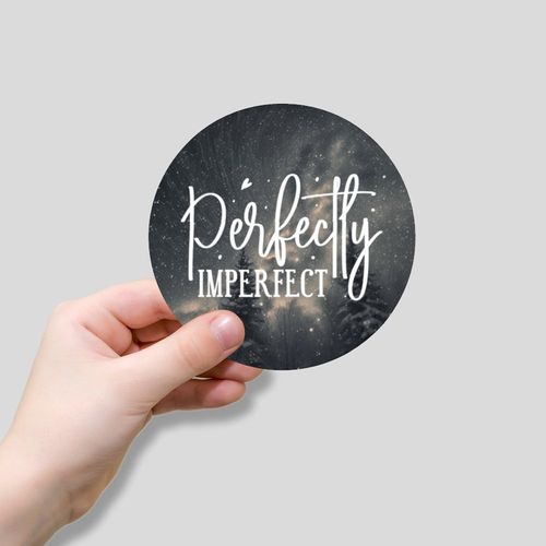 luckluccy Perfectly Imperfect Stickers 50 Pcs Inspiration Quotes Saying Vinyl Decal Waterproof Durable Round Decal Gift for Kids Teen Birthday Party Laptop Phone Cup 2inch