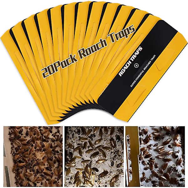 20 Pack Indoor Roach Traps - Safe, Effective Glue Traps for Home & Pets