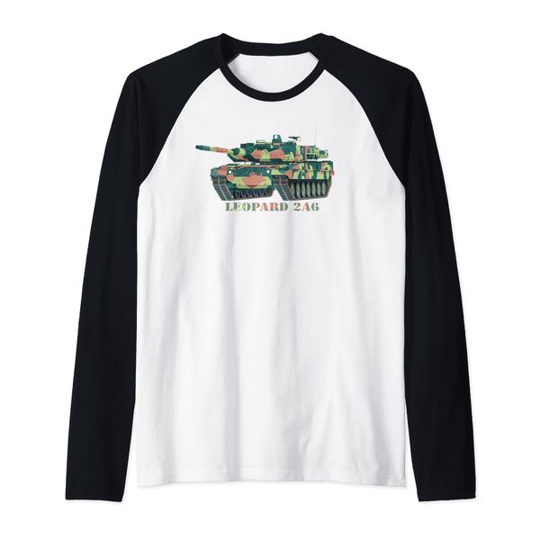Leopard 2A6 German Main Battle Tank Diagram Raglan Baseball Tee