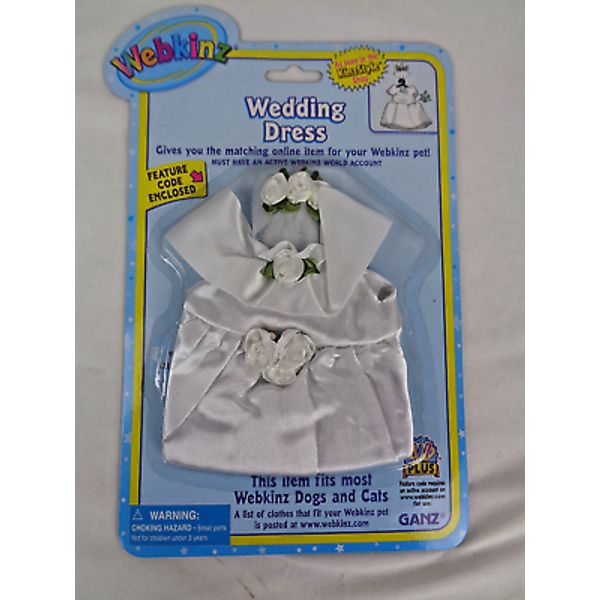 Ganz Webkinz Plush Dog Cat Wedding Dress Outfit Clothing NIP w/ Code