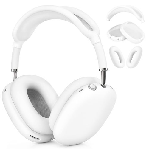 Case for Airpods Max Headphones, Ear Pad Case Cover/Ear Cups Cover/Headband Cover for AirPods Max (USB-C/Lightning)(2024/2020), Silicone Cover for Apple Airpod Max, Accessories Cases(White)